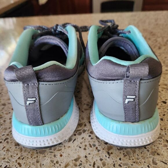 Fila Womens Gray and Turqoise Sneakers with Breathable Mesh Size 7 - Picture 4 of 9